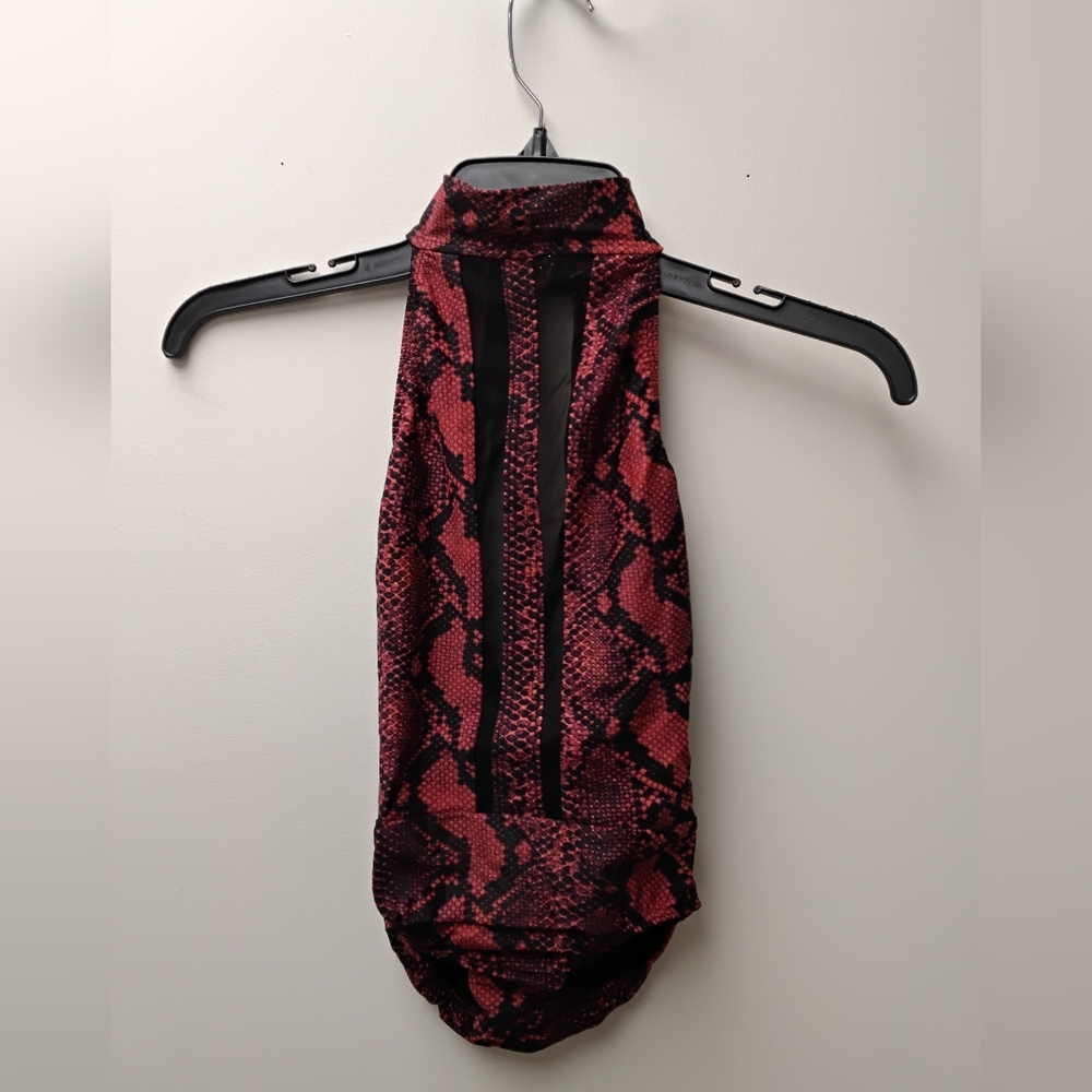 LA Designs Red Snake Print Dance Leotard Medium Chikd